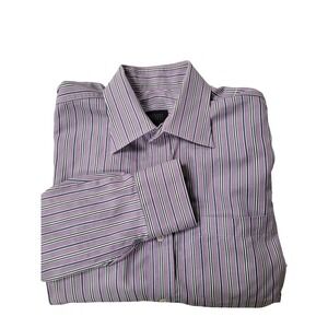 Robert Talbott Carmel Striped Dress Shirt Mens 16 35 Purple Blue 100% cotton